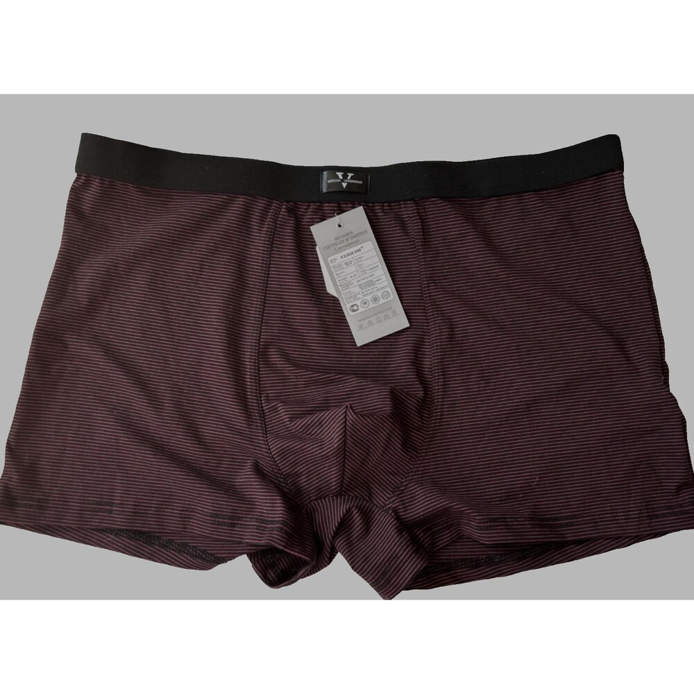 Mens 2XL Black Burgundy Striped Trunks Underwear Soft Trunk Boxer Briefs Comfy